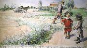 Carl Larsson Boy and girl oil